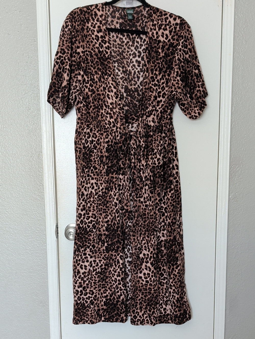 wild fable Leopard Print Button-Front Midi Coverup in Brown